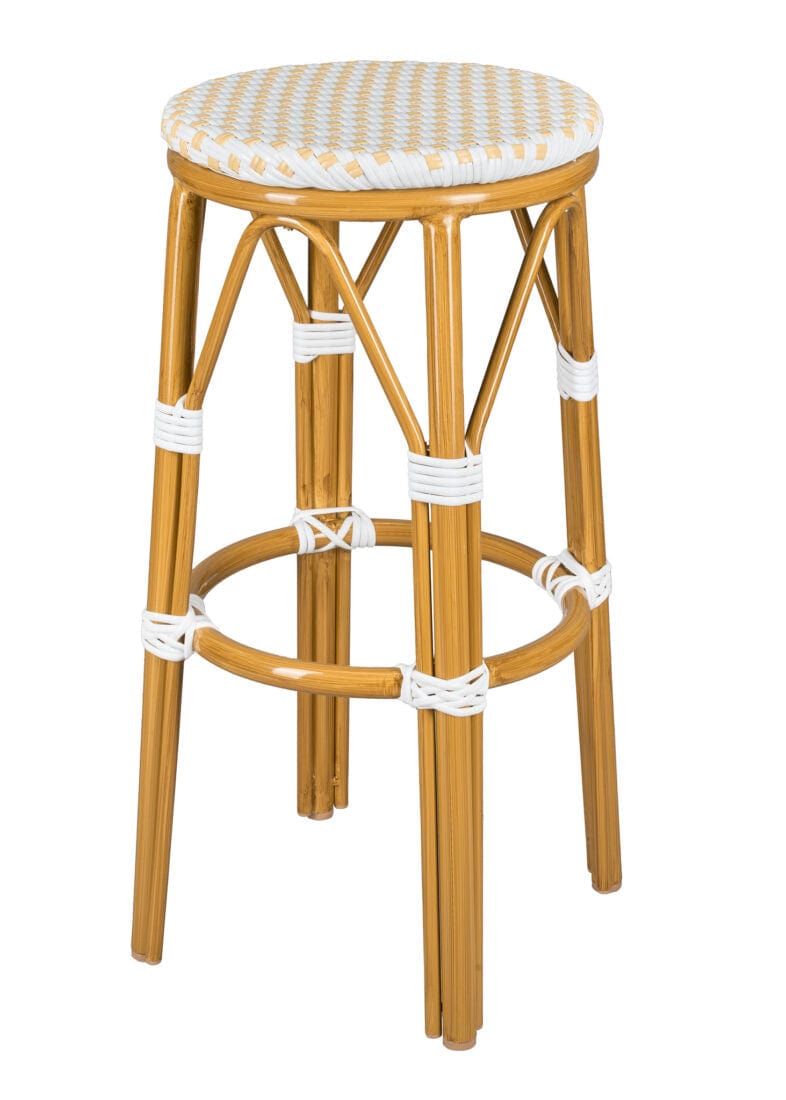 2 Pack White on Beige 30" No Back Bistro Barstool for Open Concept Kitchens