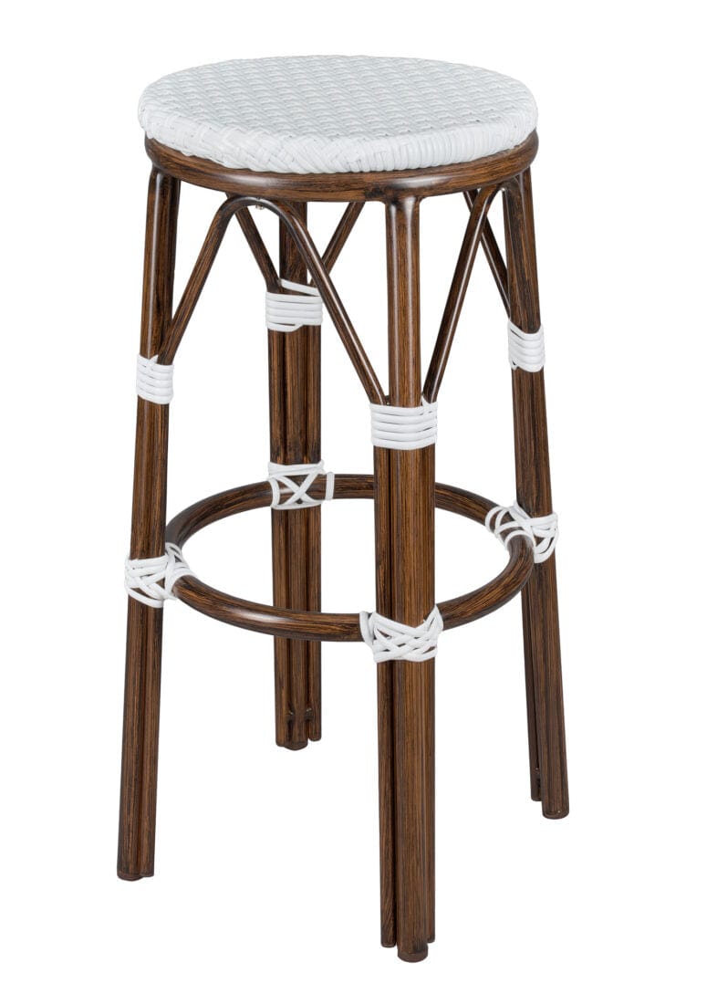 2 Pack White on White Dark Frame 30" No Back Bistro Bar Stool for Modern Spaces