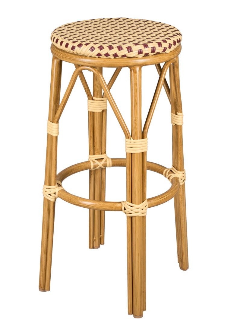 2 Pack Beige and Maroon 30" No Back Bistro Barstool for Home Kitchen or Bar