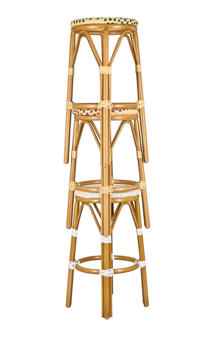 2 Pack White on Beige 26" Counter Height No Back Bistro Barstool for Indoor Dining, Image 4