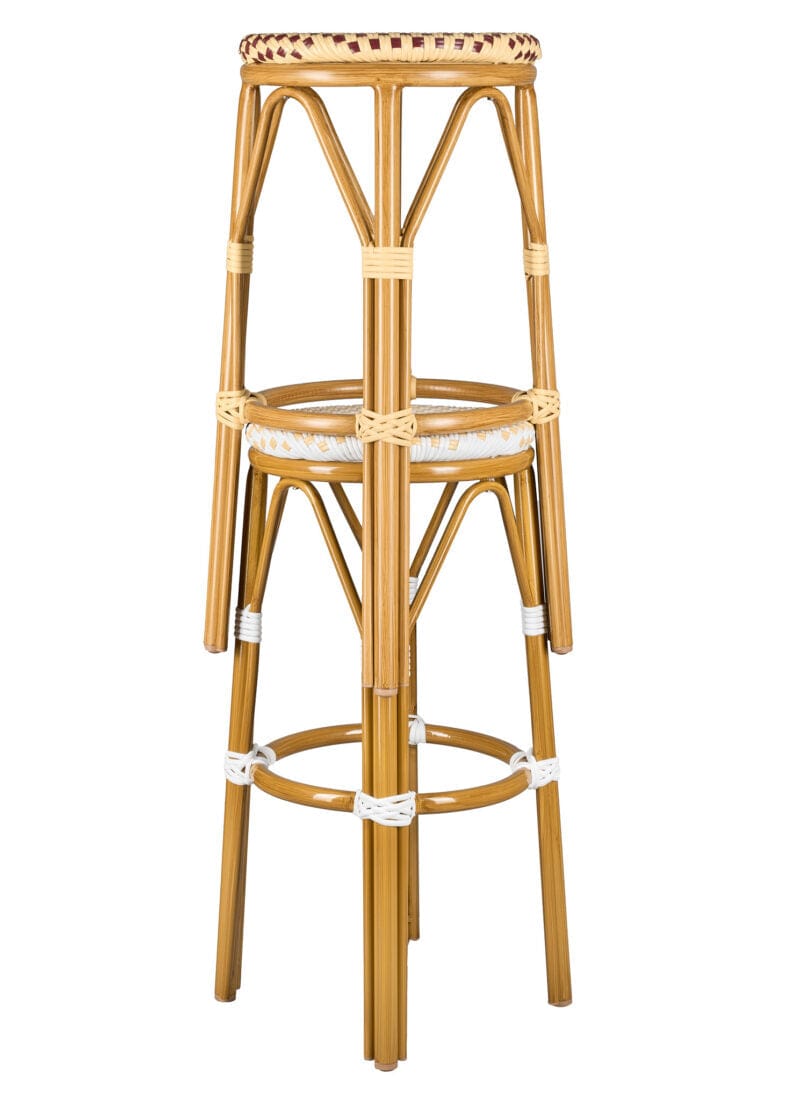 2 Pack White on Beige 26" Counter Height No Back Bistro Barstool for Indoor Dining, Image 5