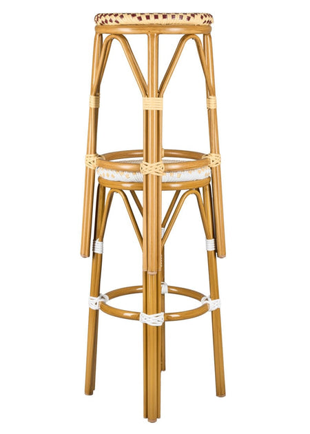 2 Pack White on Beige 26" Counter Height No Back Bistro Barstool for Indoor Dining, Image 5