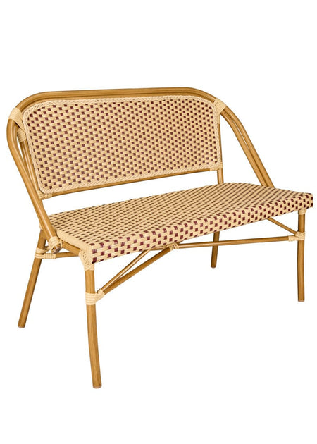Beige on Maroon Bistro Bench Loveseat, Image 2