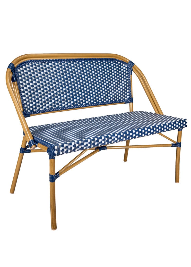 Blue on White Bistro Bench Loveseat, Image 2