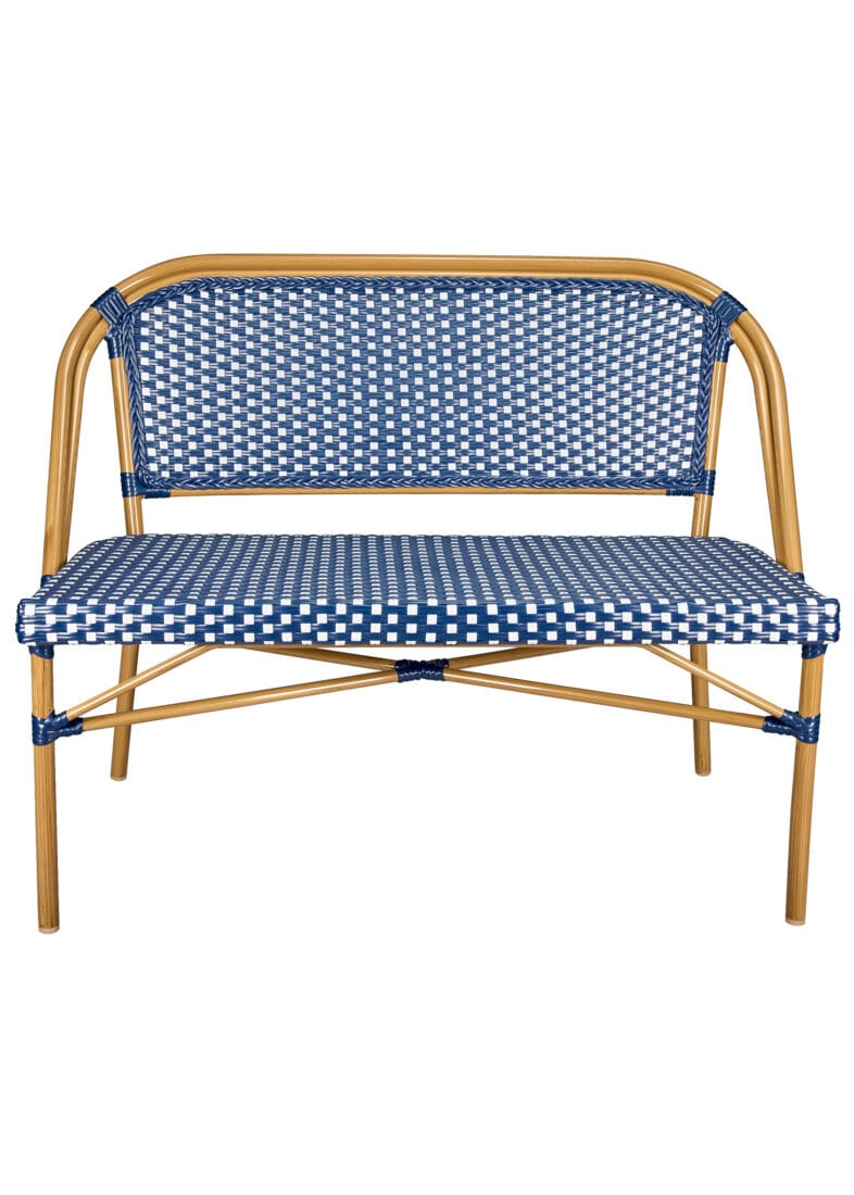 Blue on White Bistro Bench Loveseat, Image 3