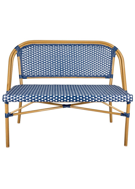 Blue on White Bistro Bench Loveseat, Image 3