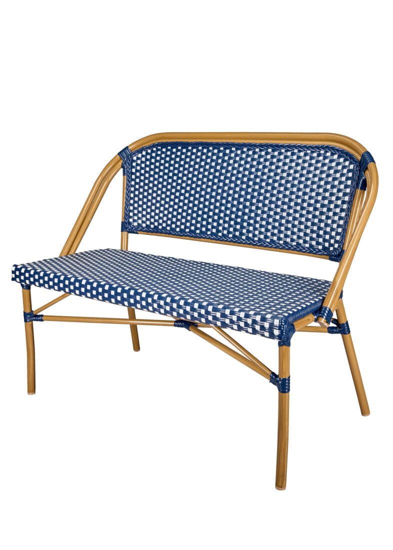 Blue on White Bistro Bench Loveseat, Image 4
