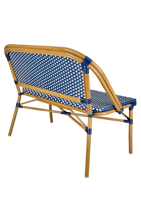 Blue on White Bistro Bench Loveseat, Image 7