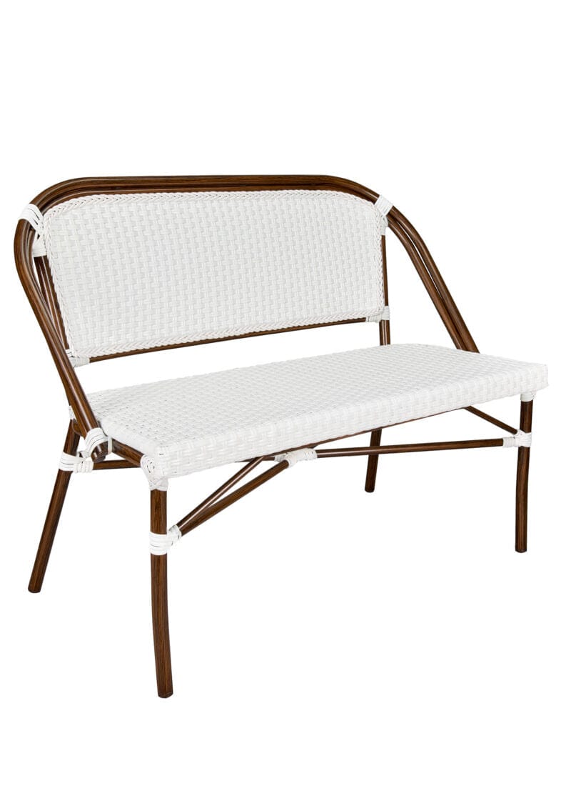 White on White Bistro Bench Loveseat