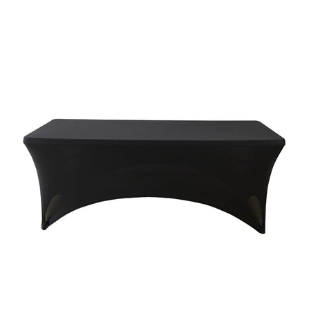 Black 5-Pack 6 Foot Spandex Folding Table Covers for Home Kitchen Patio Entertaining Parties, 250gsm, Image 3