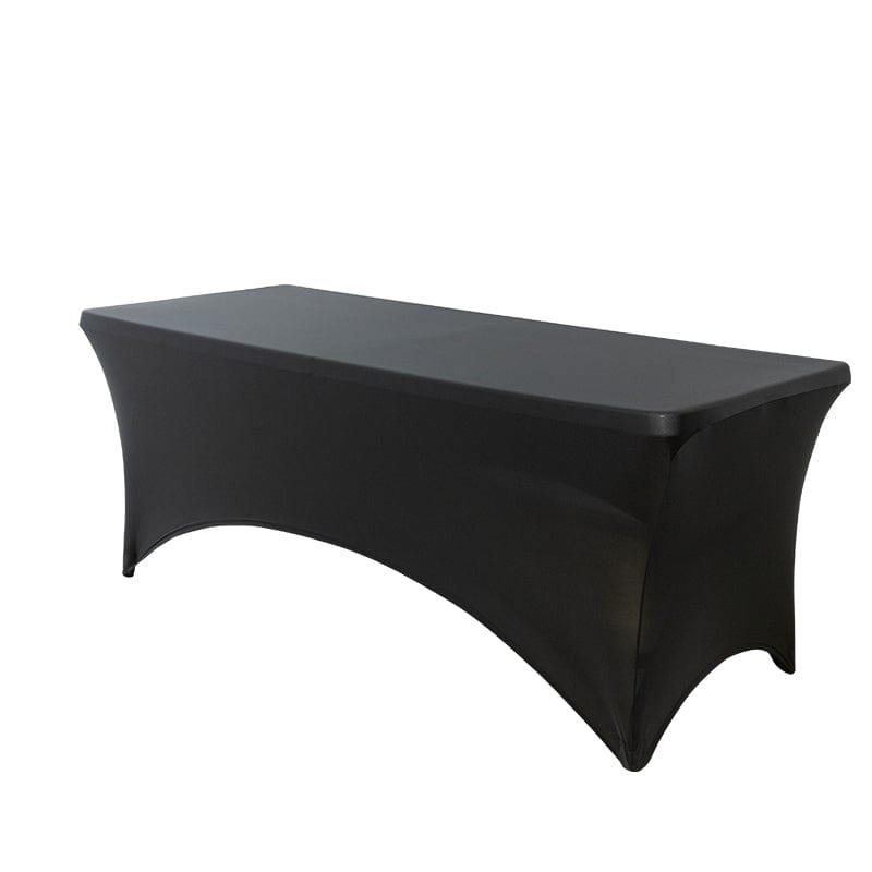 Black 5-Pack 6 Foot Spandex Folding Table Covers for Home Kitchen Patio Entertaining Parties, 250gsm, Image 5