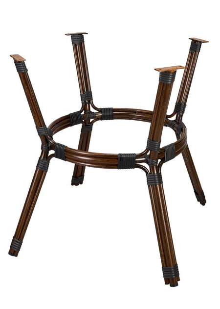 40" Round Glass Top Black and White Rattan French Bistro Table, Image 4