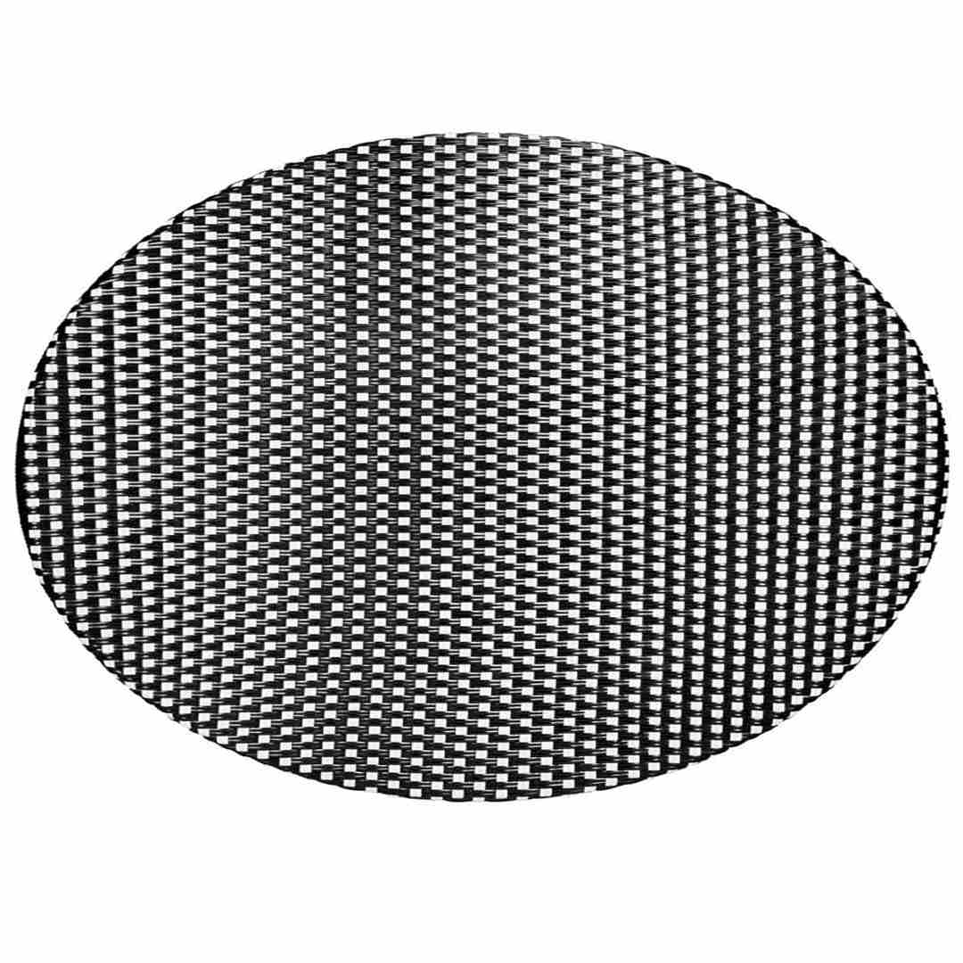 40" Round Glass Top Black and White Rattan French Bistro Table, Image 5