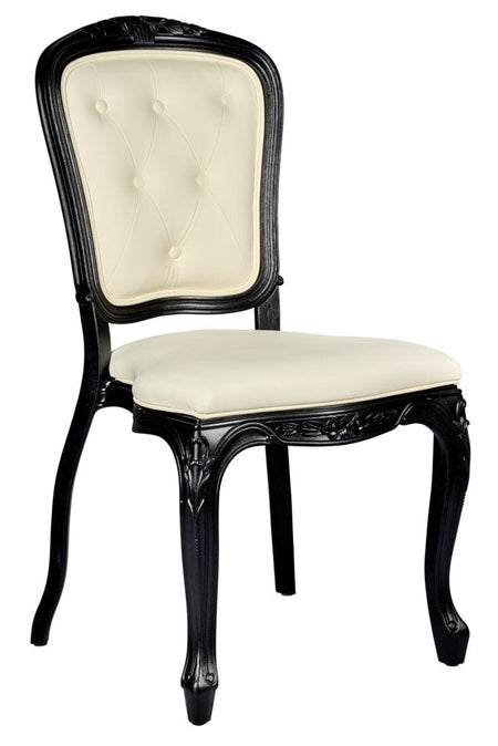 Ivory Vinyl Seat and Ivory Vinyl Tufted Back