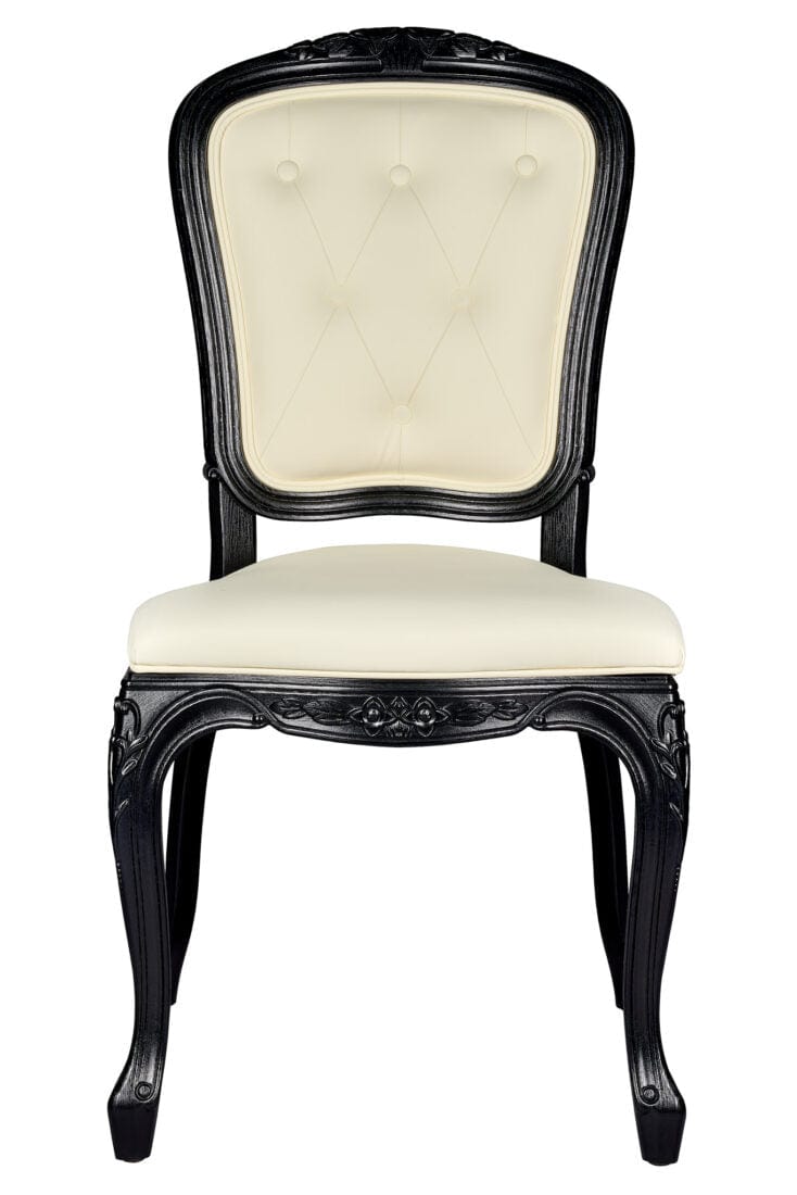 Ivory Vinyl Seat and Ivory Vinyl Tufted Back