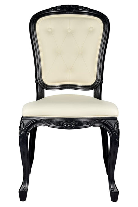 Ivory Vinyl Seat and Ivory Vinyl Tufted Back