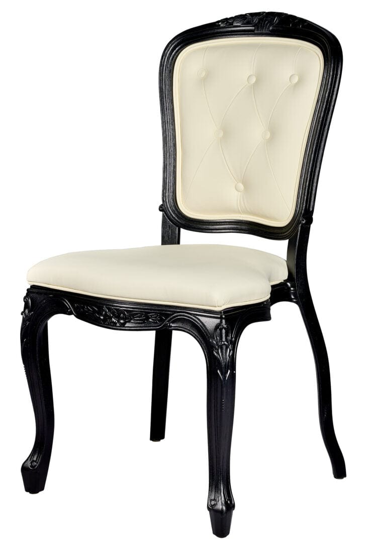 Ivory Vinyl Seat and Ivory Vinyl Tufted Back