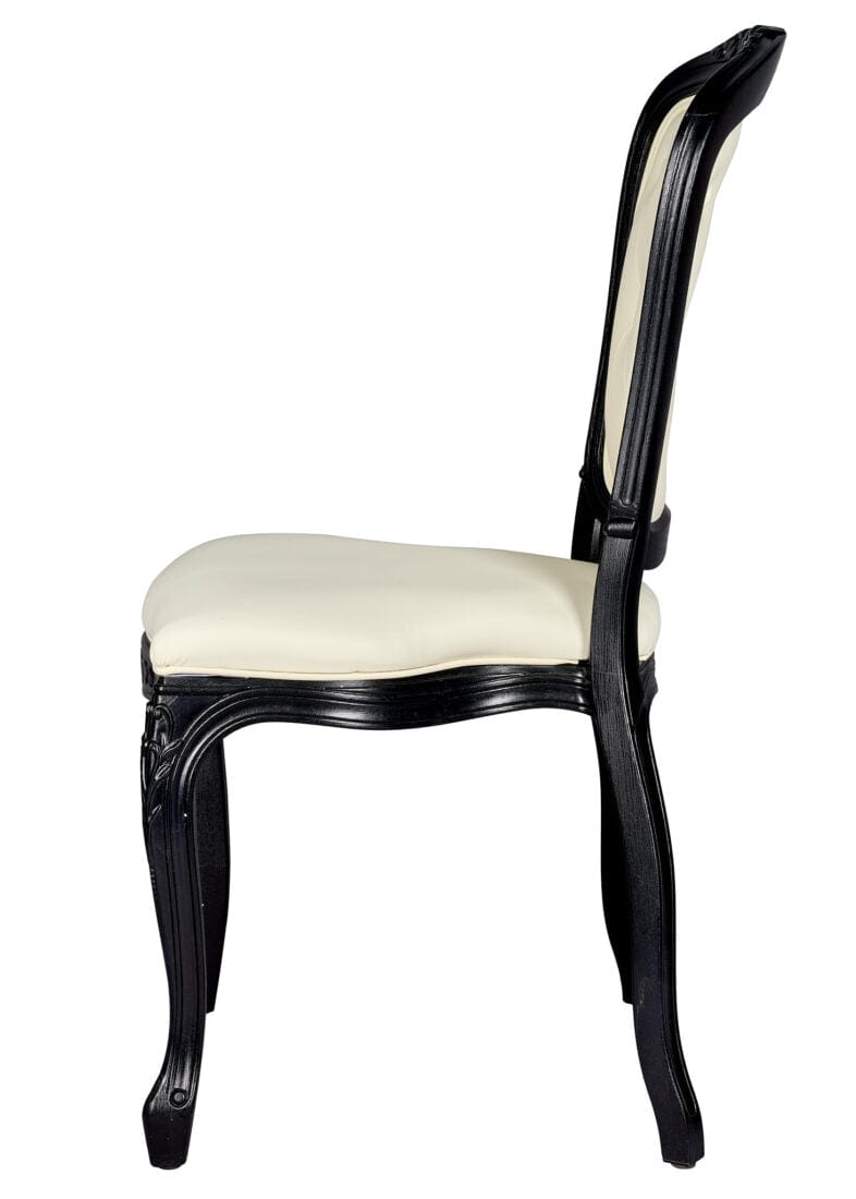 Ivory Vinyl Seat and Ivory Vinyl Tufted Back
