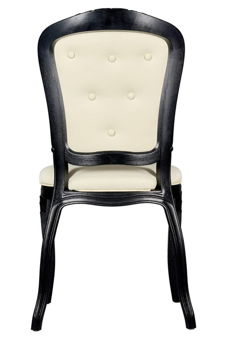 Ivory Vinyl Seat and Ivory Vinyl Tufted Back