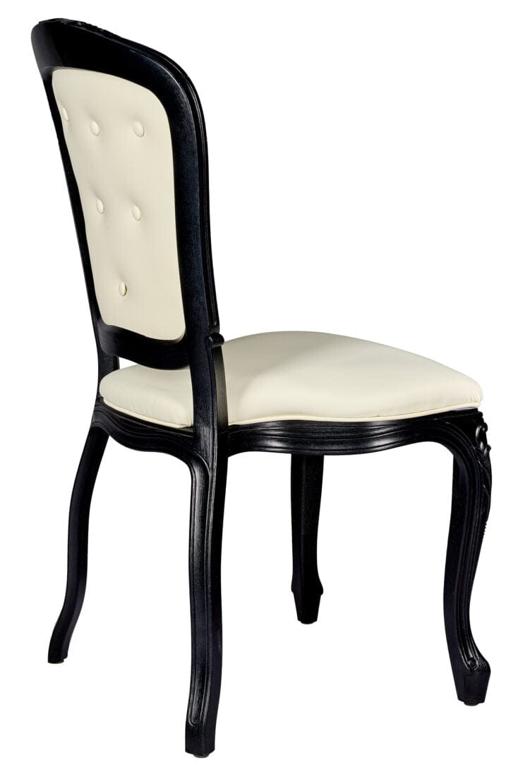 Ivory Vinyl Seat and Ivory Vinyl Tufted Back