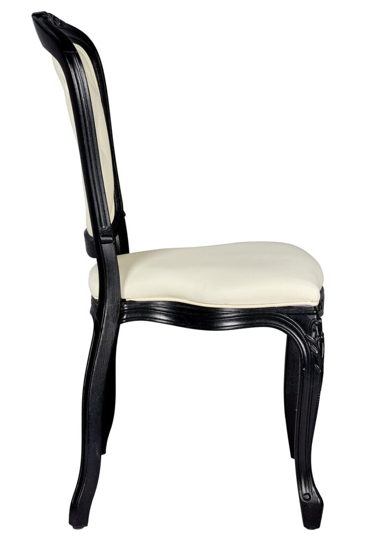 Ivory Vinyl Seat and Ivory Vinyl Tufted Back