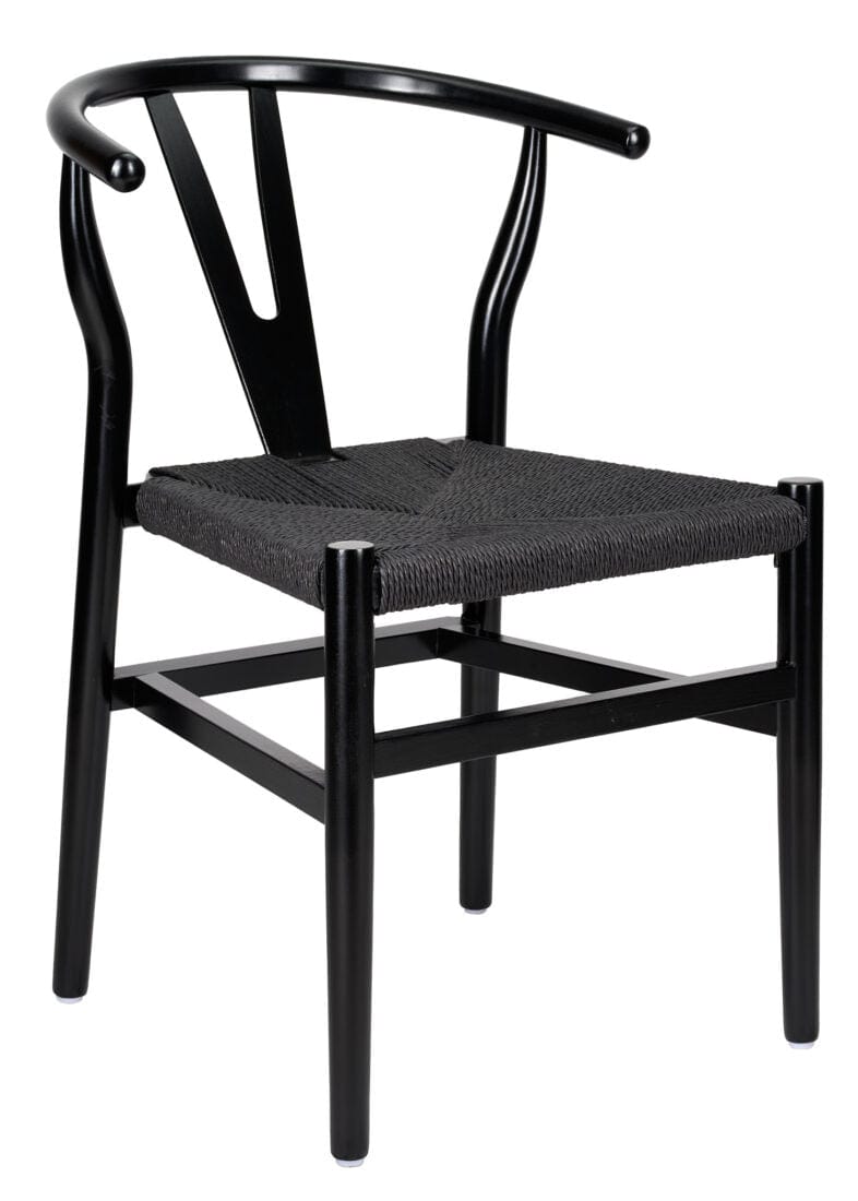 Black Wood Wishbone Chair with Black Rope Seat, Image 2