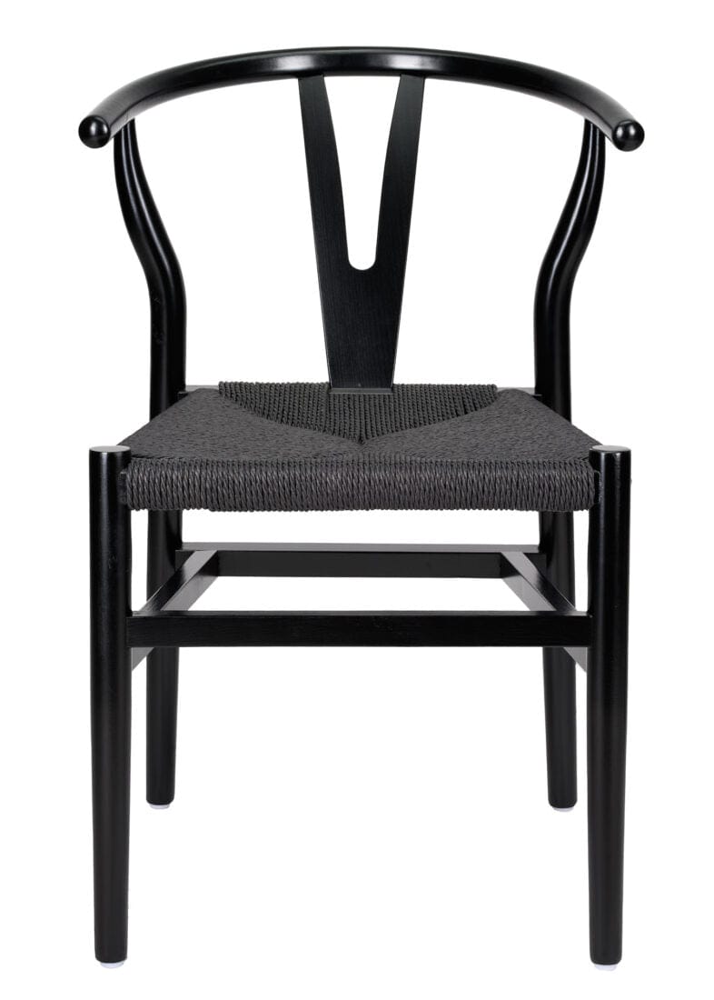 Black Wood Wishbone Chair with Black Rope Seat, Image 3