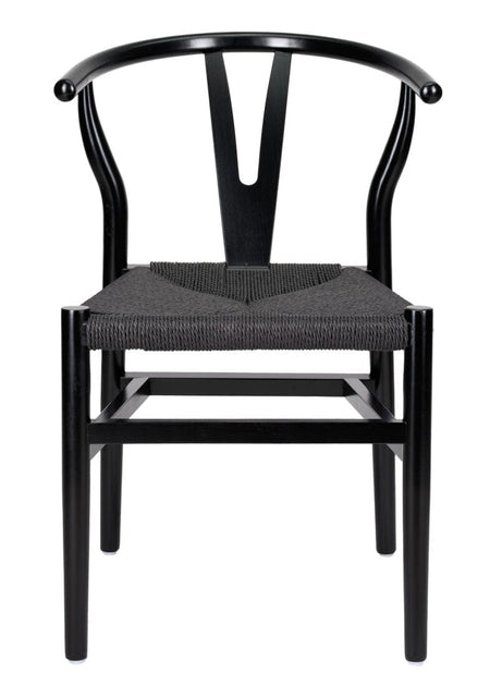 Black Wood Wishbone Chair with Black Rope Seat, Image 3