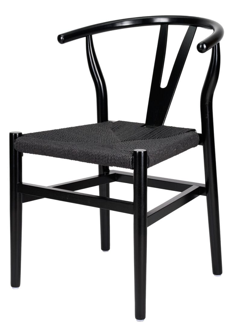 Black Wood Wishbone Chair with Black Rope Seat, Image 4