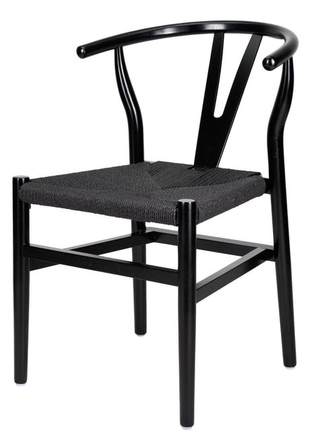 Black Wood Wishbone Chair with Black Rope Seat, Image 4