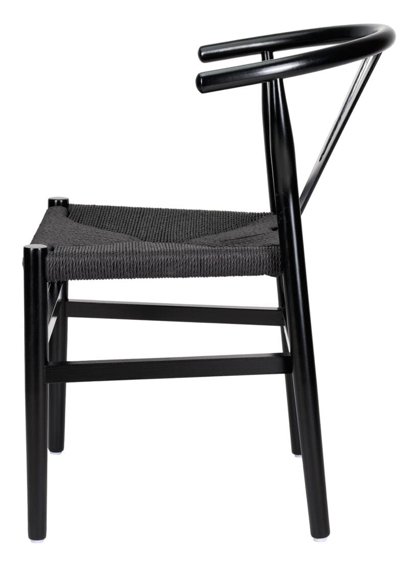 Black Wood Wishbone Chair with Black Rope Seat, Image 5