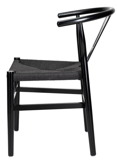 Black Wood Wishbone Chair with Black Rope Seat, Image 5