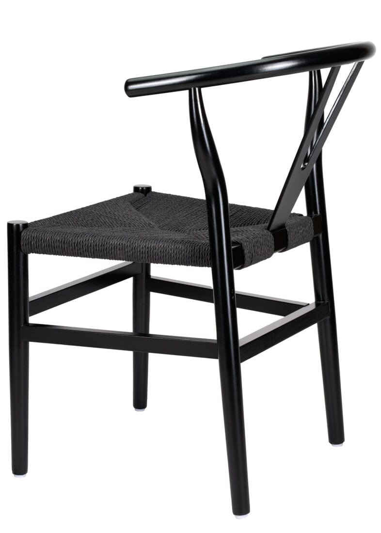 Black Wood Wishbone Chair with Black Rope Seat, Image 6
