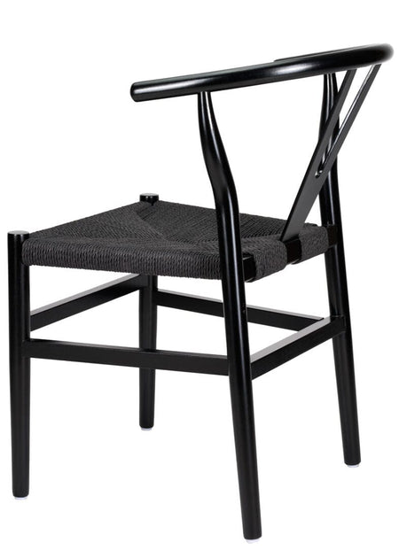 Black Wood Wishbone Chair with Black Rope Seat, Image 6