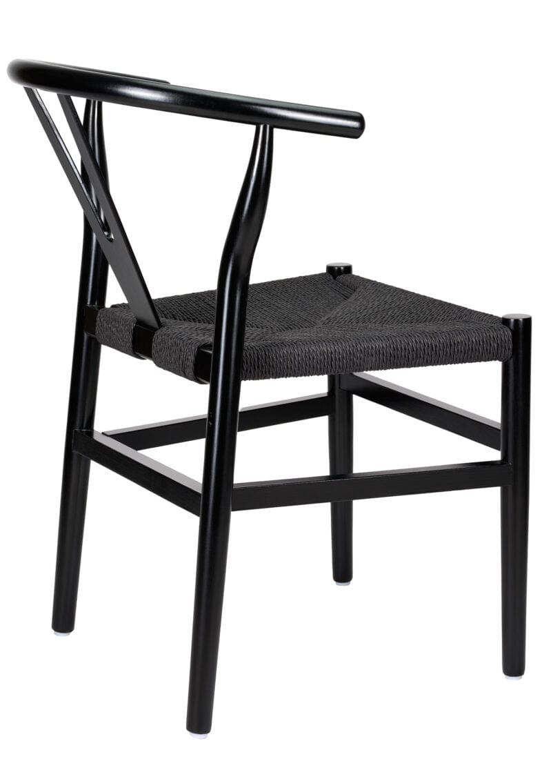 Black Wood Wishbone Chair with Black Rope Seat, Image 8