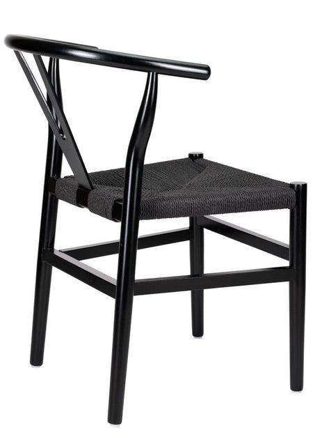 Black Wood Wishbone Chair with Black Rope Seat, Image 8
