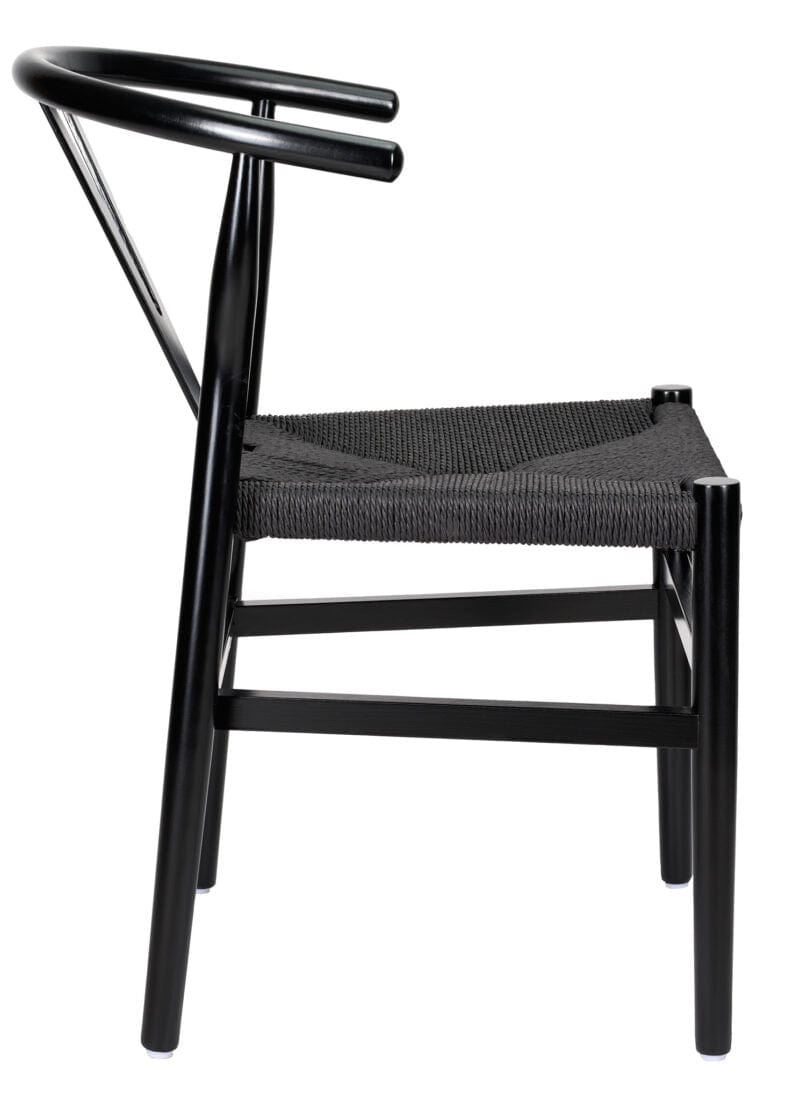 Black Wood Wishbone Chair with Black Rope Seat, Image 9