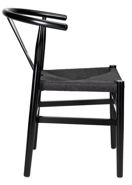 Black Wood Wishbone Chair with Black Rope Seat, Image 9