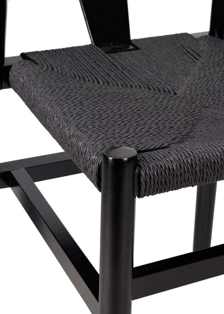 Black Wood Wishbone Chair with Black Rope Seat, Image 10