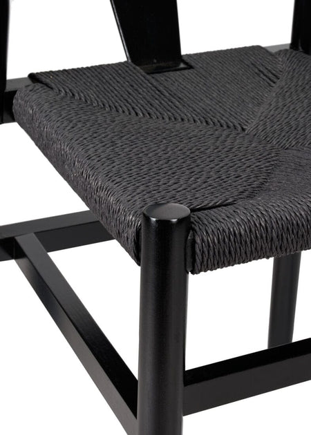 Black Wood Wishbone Chair with Black Rope Seat, Image 10