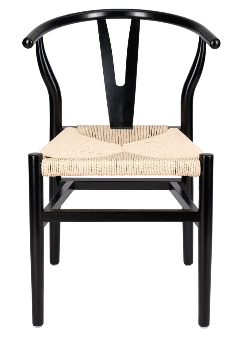 Black Wood Wishbone Chair with Natural Rope Seat, Image 3