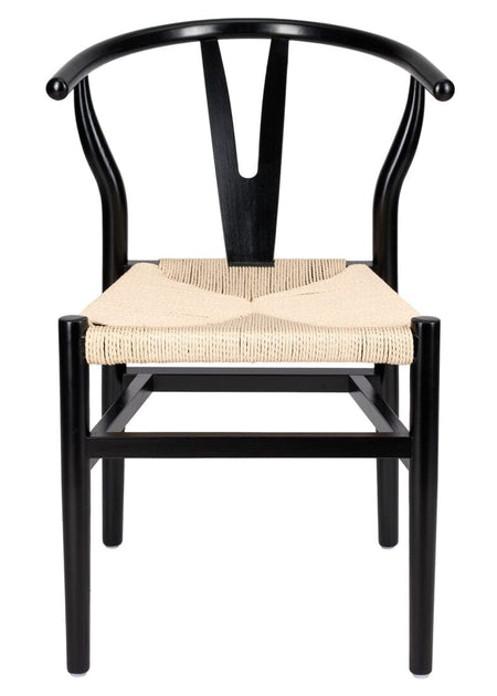 Black Wood Wishbone Chair with Natural Rope Seat, Image 3