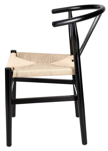 Black Wood Wishbone Chair with Natural Rope Seat, Image 5