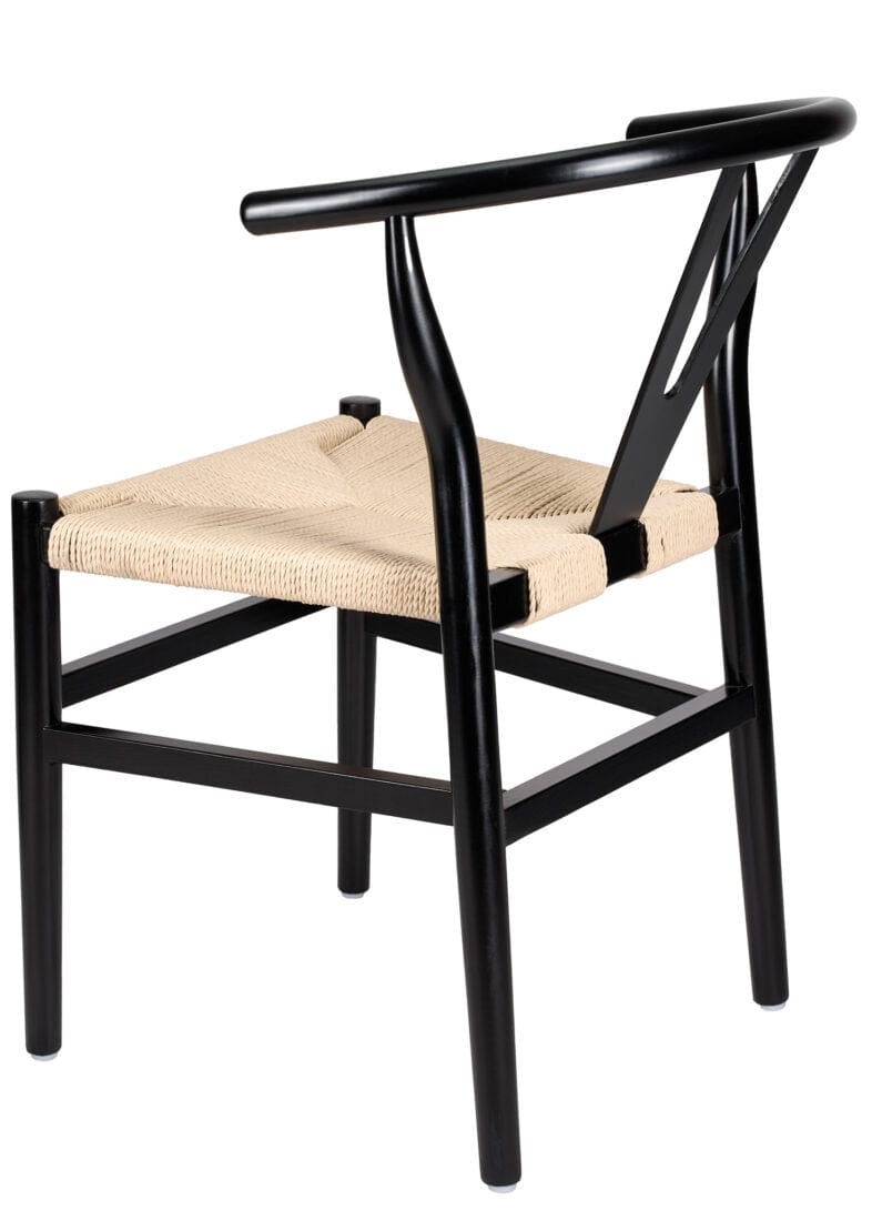Black Wood Wishbone Chair with Natural Rope Seat, Image 6