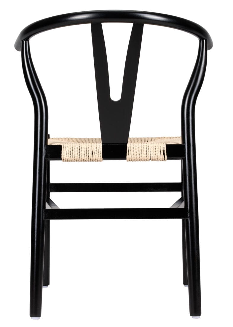 Black Wood Wishbone Chair with Natural Rope Seat, Image 7
