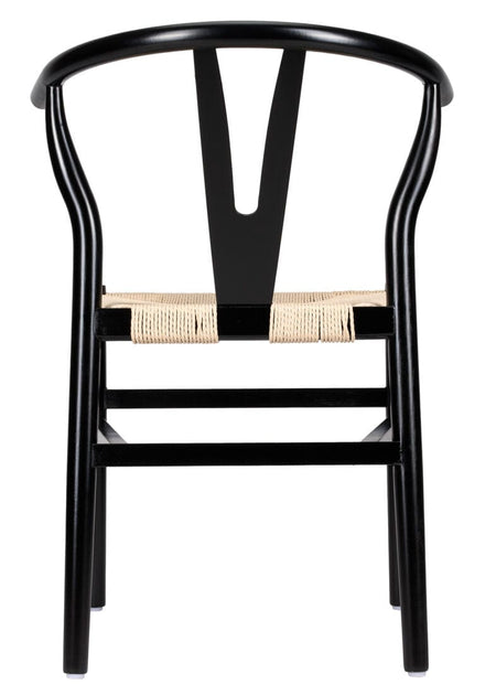 Black Wood Wishbone Chair with Natural Rope Seat, Image 7
