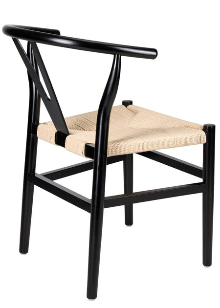 Black Wood Wishbone Chair with Natural Rope Seat, Image 8