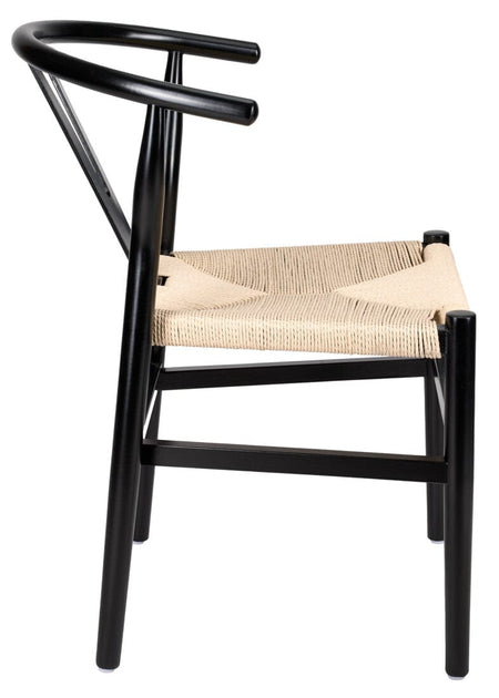 Black Wood Wishbone Chair with Natural Rope Seat, Image 9