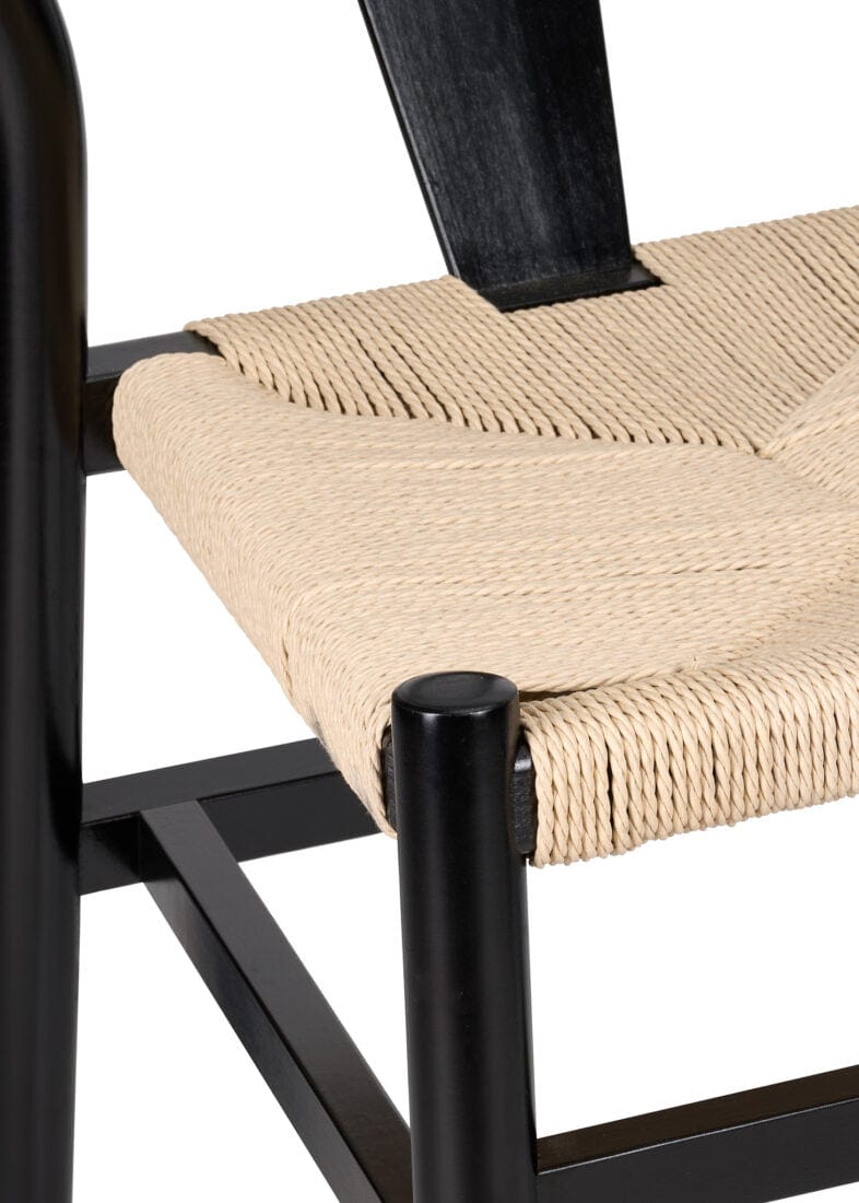 Black Wood Wishbone Chair with Natural Rope Seat, Image 10
