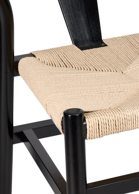 Black Wood Wishbone Chair with Natural Rope Seat, Image 10